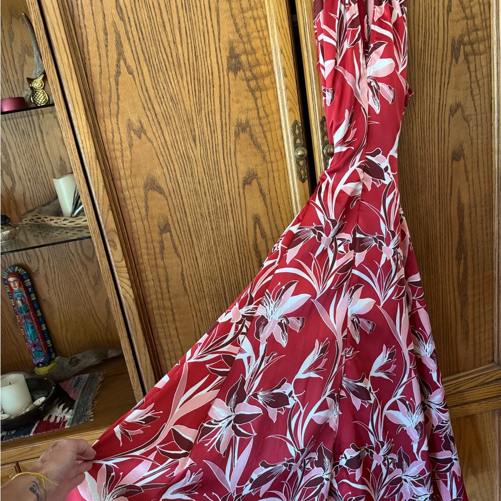 Bar III Red and White Halter Sundress